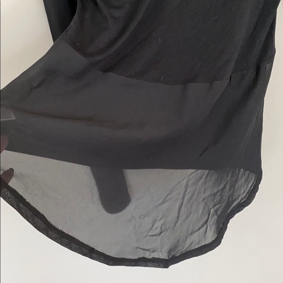 High low long sleeve top sheer shoulder & hem - Picture 3 of 5